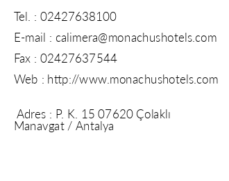 Monachus Hotel & Spa iletiim bilgileri